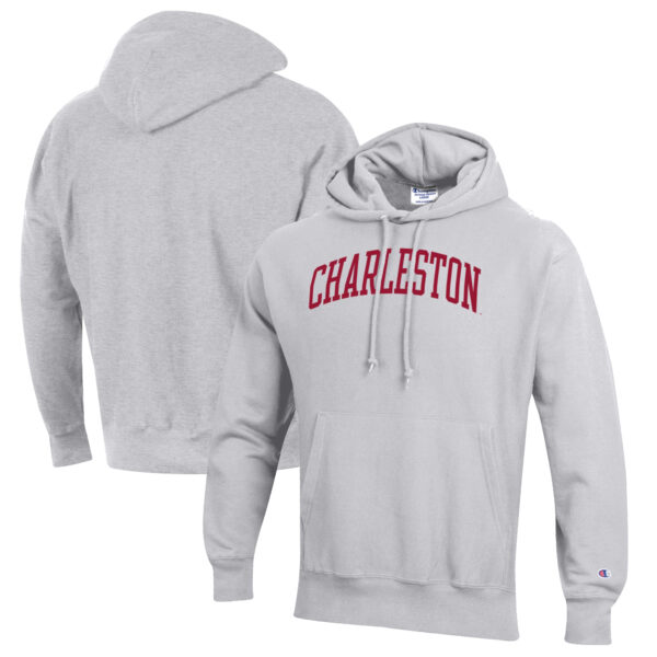 Men's Champion Heathered Gray Charleston Cougars Reverse Weave Fleece Pullover Hoodie