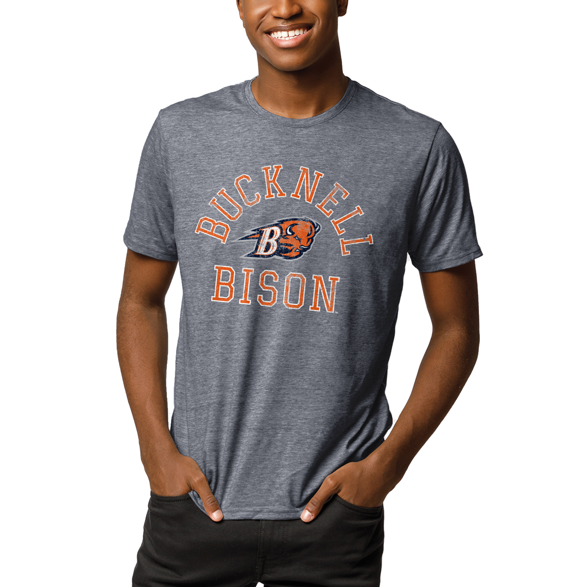 Men's League Collegiate Wear Heathered Navy Bucknell Bison Reclaim T-Shirt