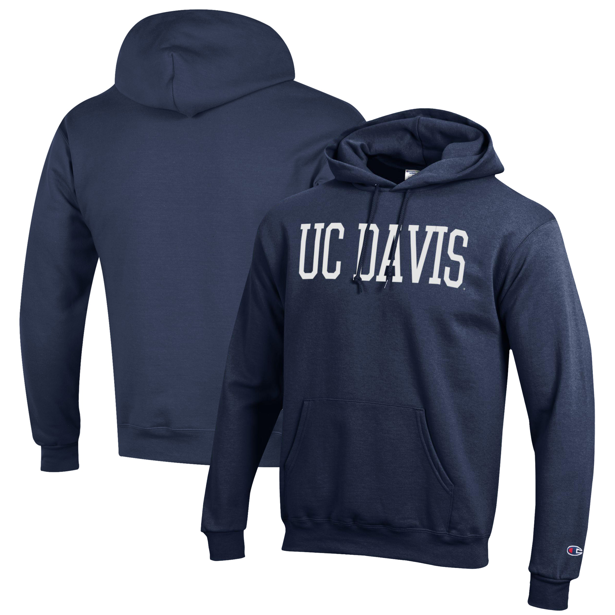 Men's Champion Navy UC Davis Aggies Eco Powerblend Pullover Hoodie - Image 2