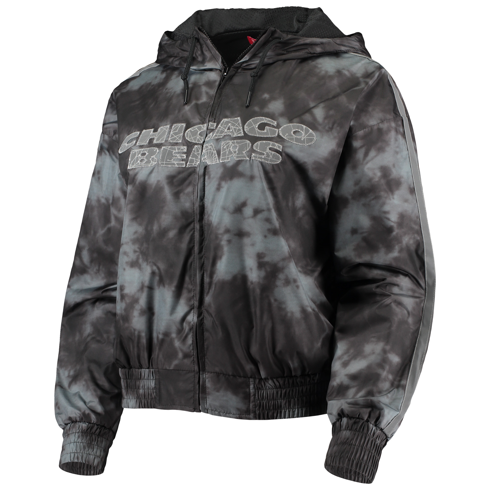 Women's Mitchell & Ness Black Chicago Bears Galaxy Full-Zip Windbreaker Hoodie Jacket - Image 7