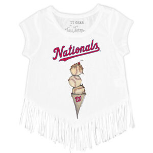 Girls Youth Tiny Turnip White Washington Nationals Triple Scoop Fringe T-Shirt