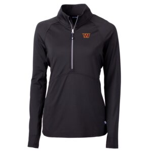 Women's Cutter & Buck Black Washington Commanders Adapt Eco Knit Stretch Half-Zip Pullover Jacket