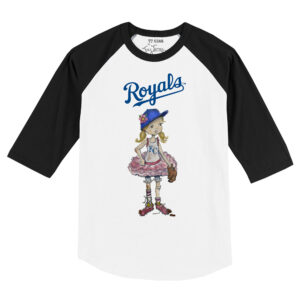 Toddler Tiny Turnip White/Black Kansas City Royals Babes Raglan 3/4 Sleeve T-Shirt