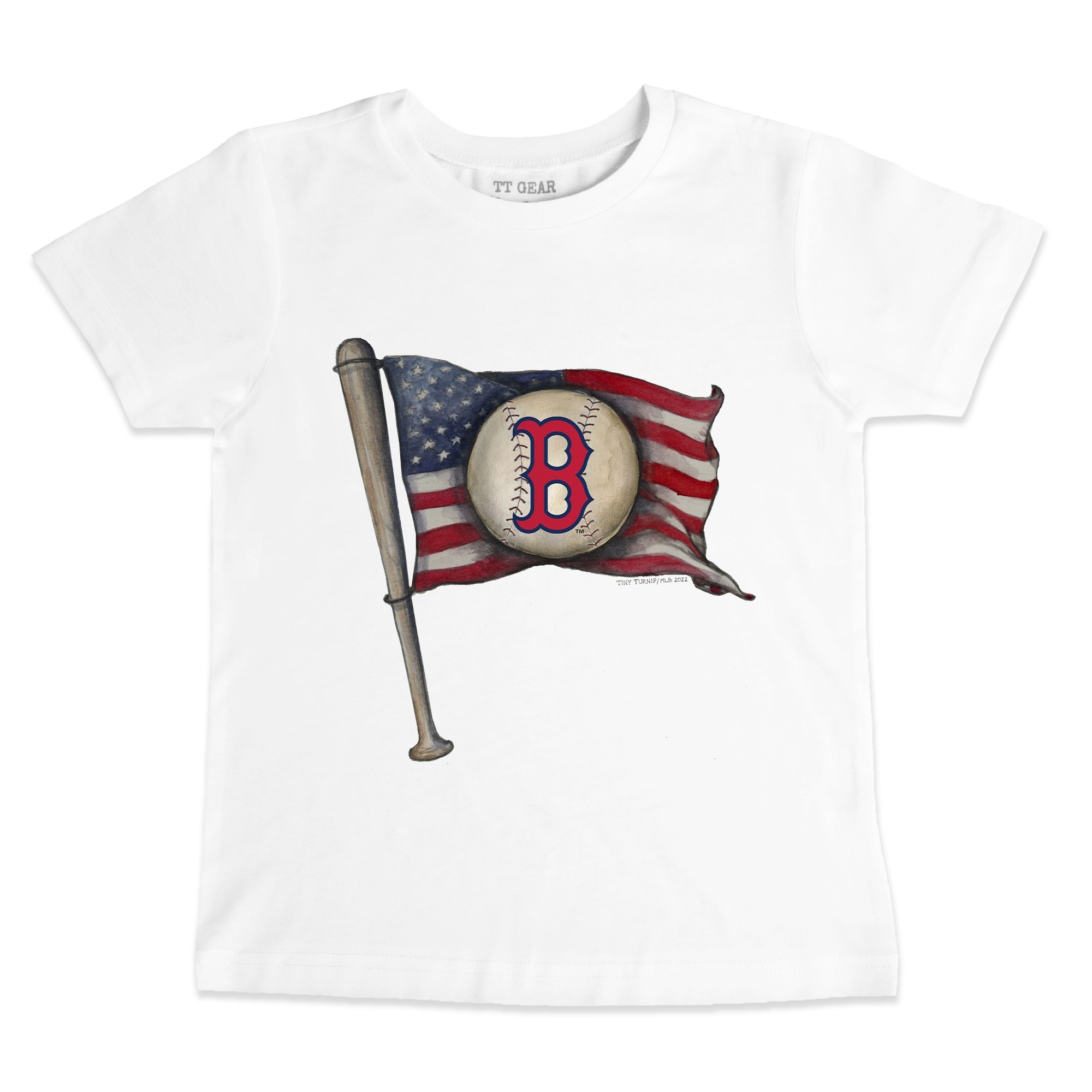 Infant Tiny Turnip White Boston Red Sox Baseball Flag T-Shirt