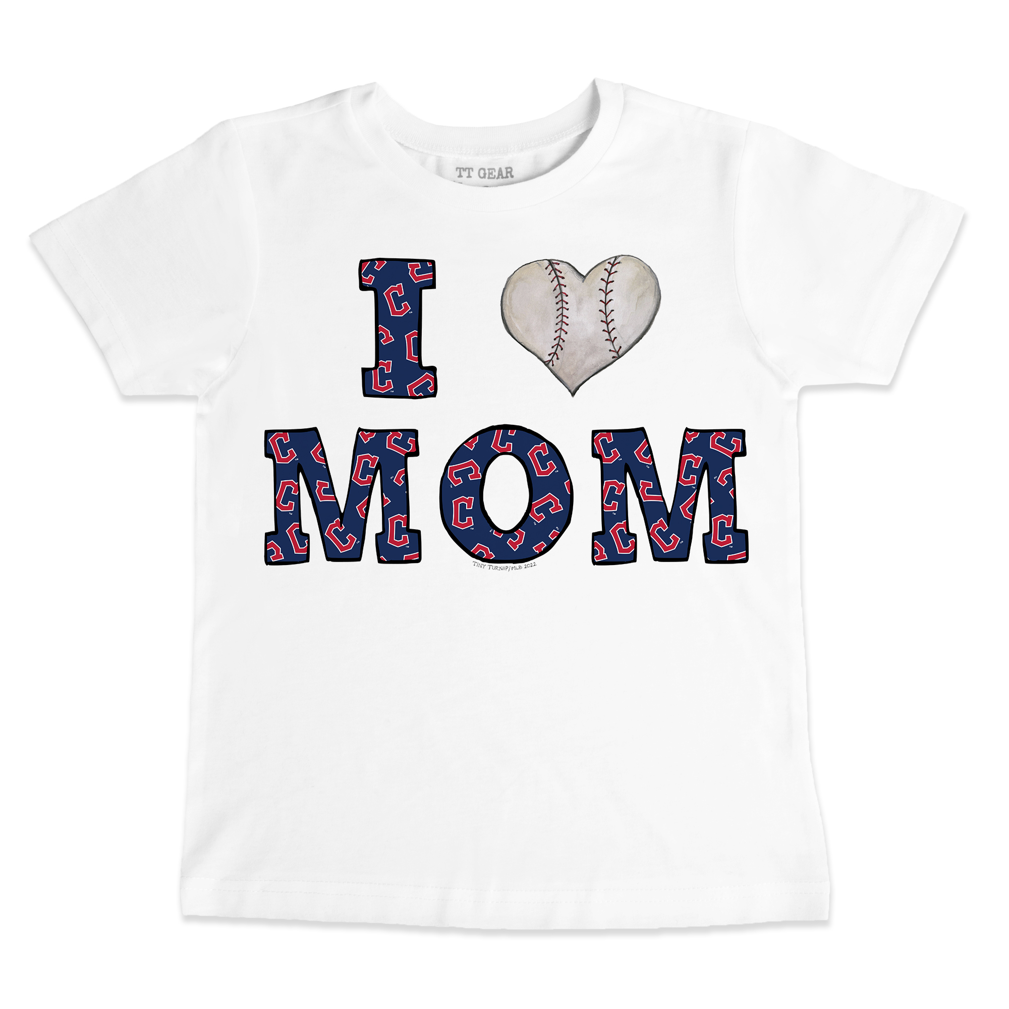 Infant Tiny Turnip White Cleveland Guardians Heart Mom T-Shirt