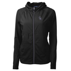 Women's Cutter & Buck Black Colorado Rockies Adapt Eco Knit Full-Zip Jacket
