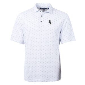 Men's Cutter & Buck White Chicago White Sox Big & Tall Virtue Eco Pique Tile Print Polo