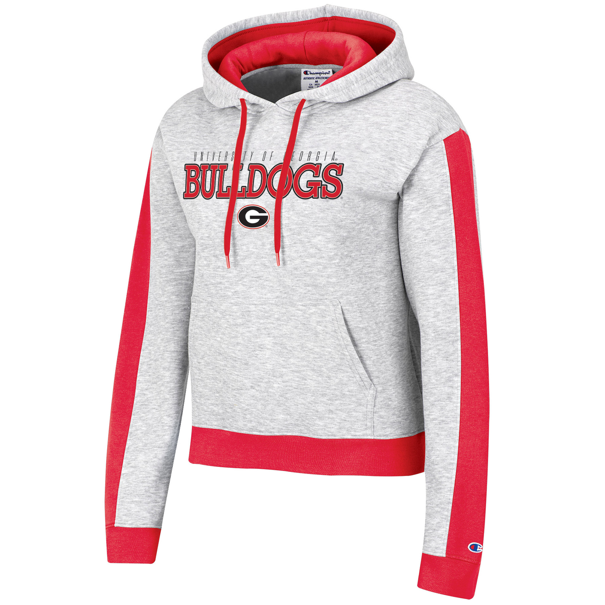 Women's Champion Heathered Gray Georgia Bulldogs Tri-Blend Boxy Cropped Pullover Hoodie - Image 6