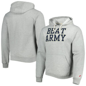 Men's League Collegiate Wear Heather Gray Navy Midshipmen Local Essential Fleece Pullover Hoodie