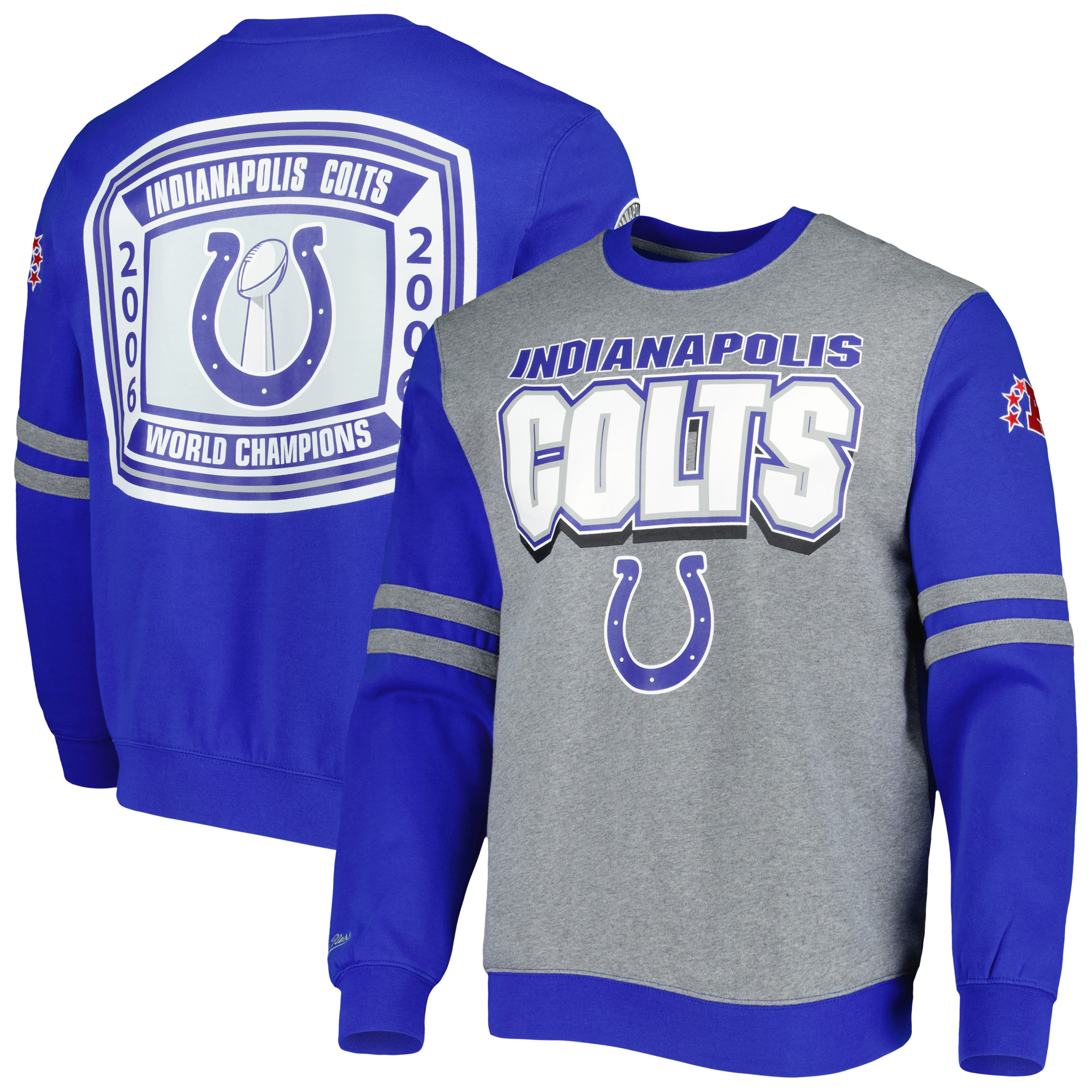 Men's Mitchell & Ness Heather Gray Indianapolis Colts All Over 2.0 Pullover Sweatshirt - Image 5