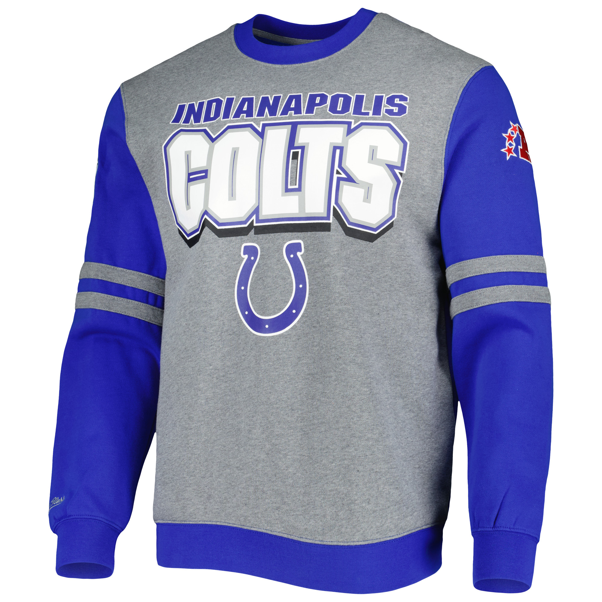 Men's Mitchell & Ness Heather Gray Indianapolis Colts All Over 2.0 Pullover Sweatshirt - Image 6