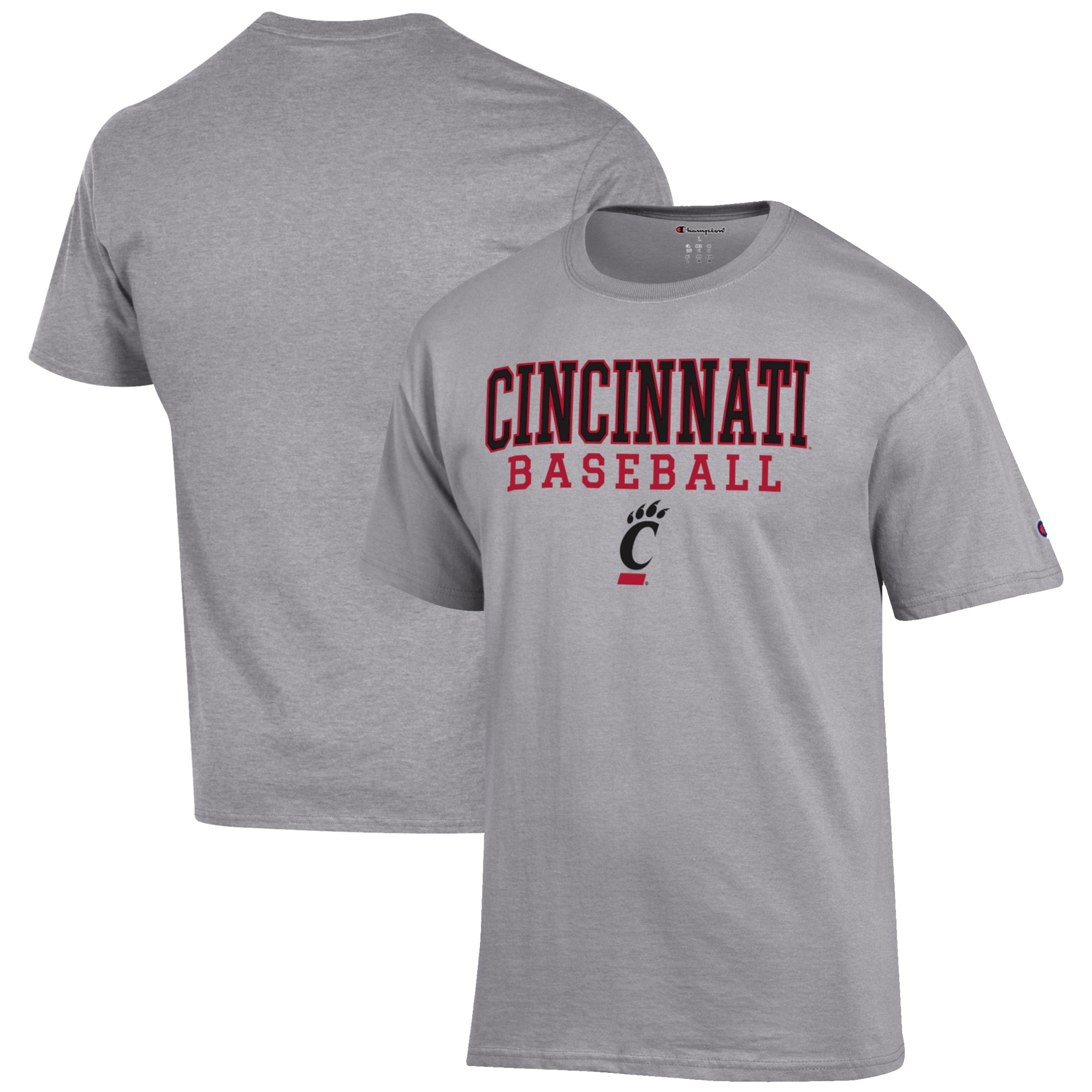 Men's Champion Gray Cincinnati Bearcats Baseball Stack T-Shirt - Image 5