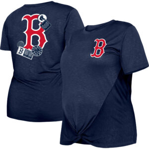 Women's New Era Navy Boston Red Sox Plus Size Two-Hit Front Knot T-Shirt