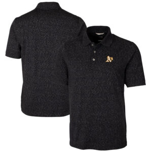 Men's Cutter & Buck Heathered Black Athletics Advantage Space Dye Tri-Blend Polo