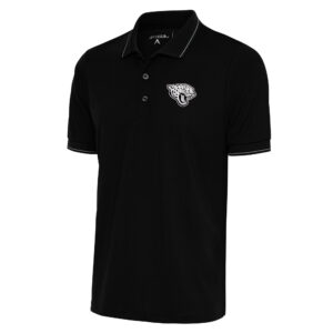 Men's Antigua Black Jacksonville Jaguars Metallic Logo Affluent Polo