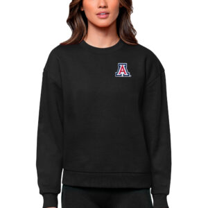 Women's Antigua Black Arizona Wildcats Logo Victory Crewneck Pullover Sweatshirt