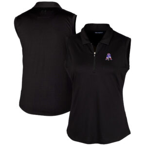 Women's Cutter & Buck Black New England Patriots Throwback Logo Forge Stretch Sleeveless Polo