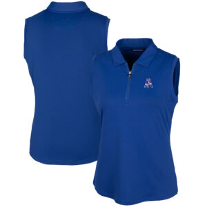 Women's Cutter & Buck Royal New England Patriots Throwback Logo Forge Stretch Sleeveless Polo