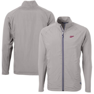 Men's Cutter & Buck Gray New Mexico State Aggies Adapt Eco Knit Hybrid Recycled Big & Tall Full-Zip Jacket