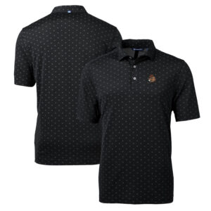 Men's Cutter & Buck Black Oregon State Beavers Team Big & Tall Virtue Eco Pique Tile Print Polo