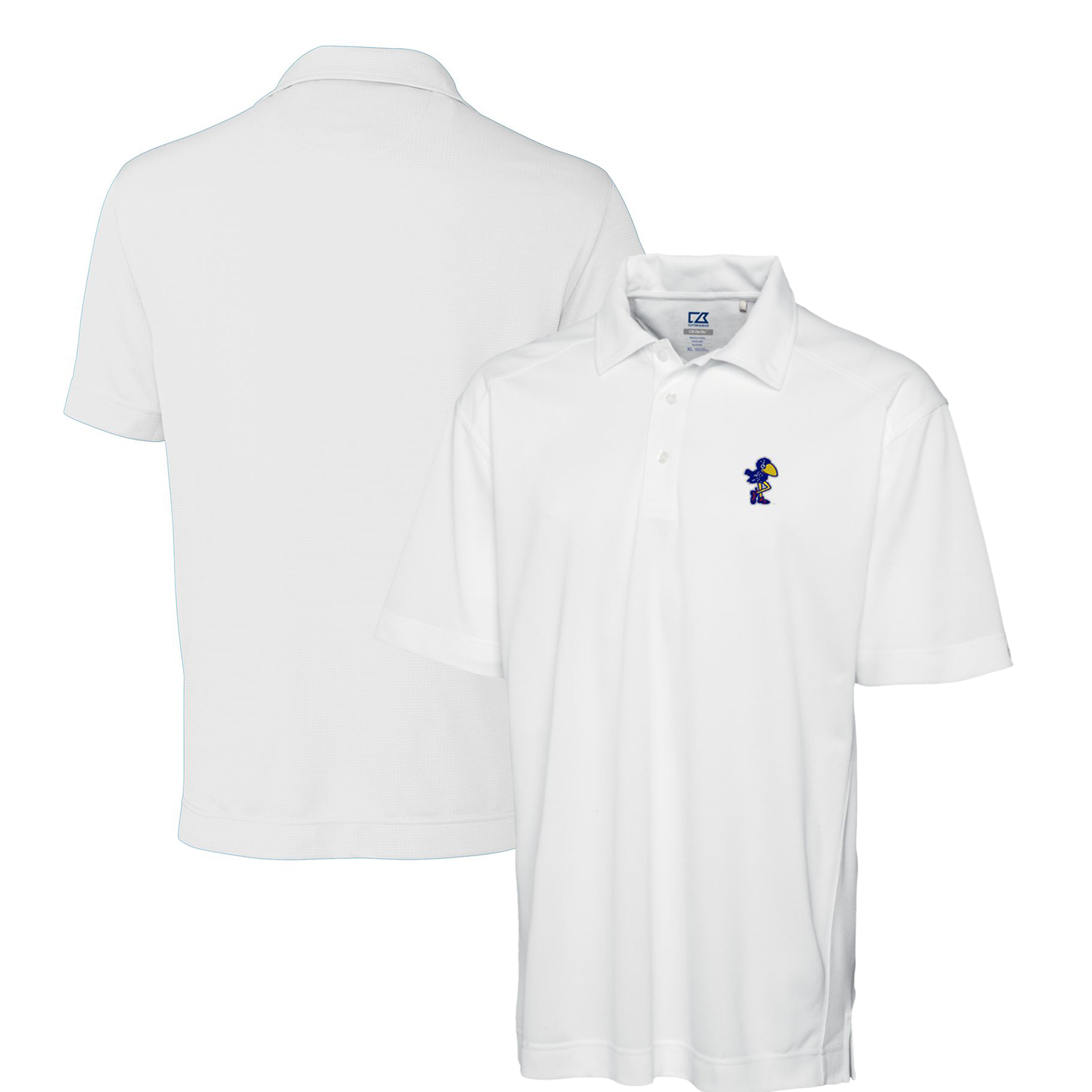 Men's Cutter & Buck White Kansas Jayhawks DryTec Genre Textured Solid Polo - Image 5
