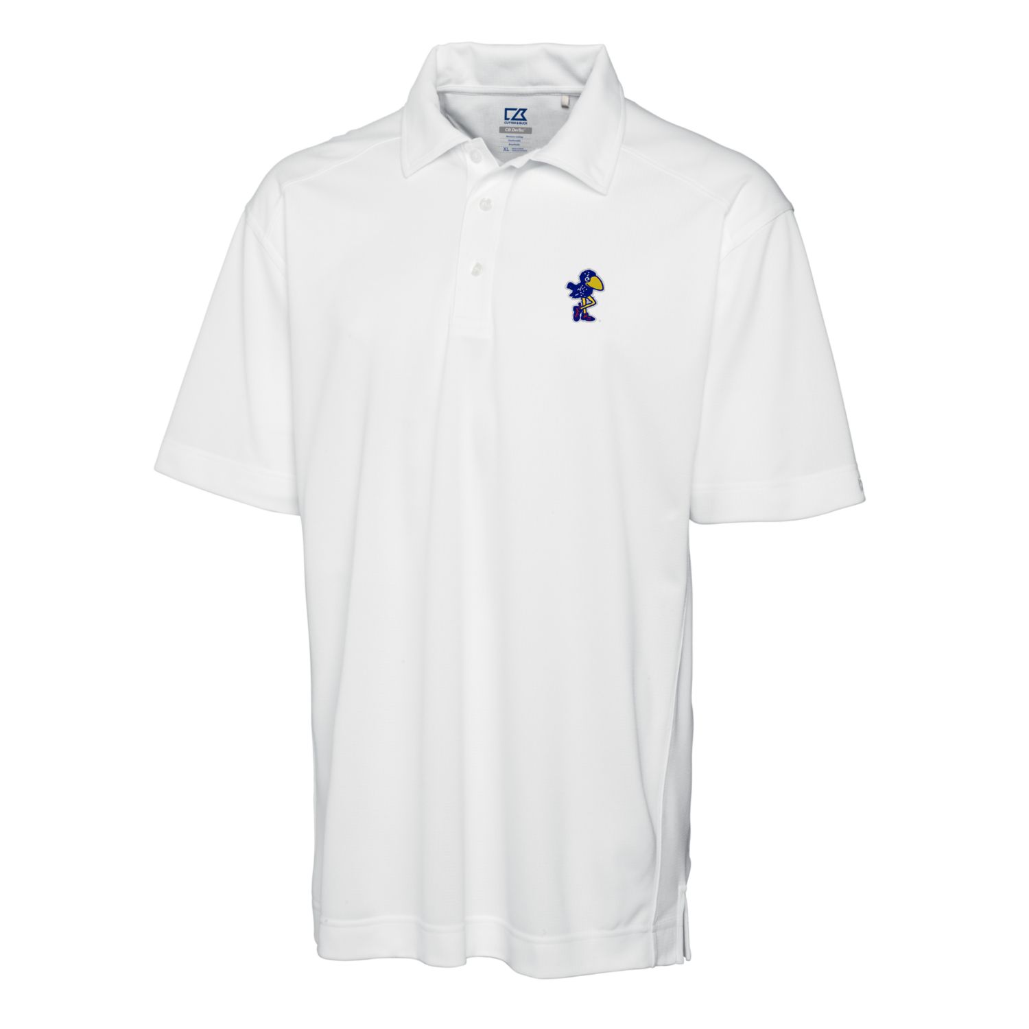 Men's Cutter & Buck White Kansas Jayhawks DryTec Genre Textured Solid Polo - Image 6