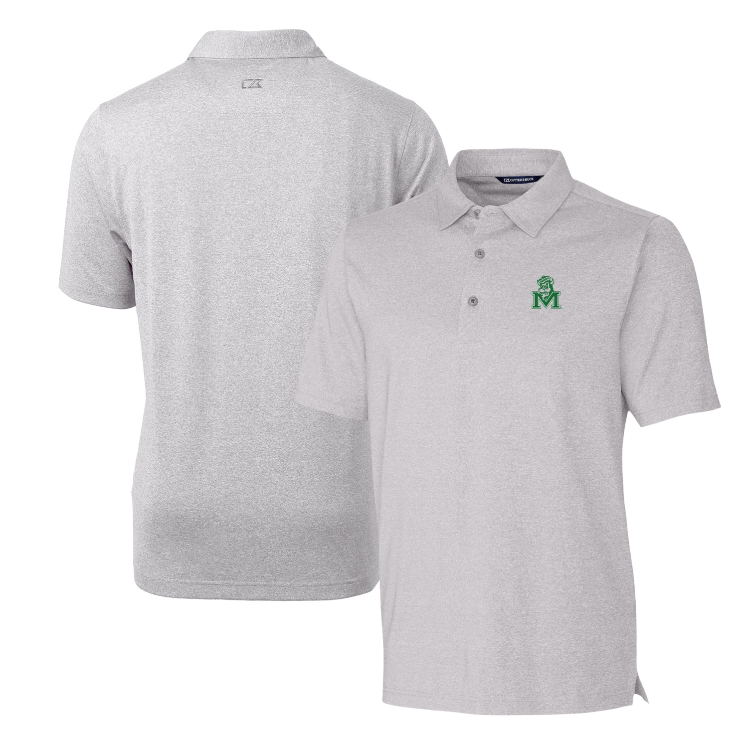 Men's Cutter & Buck Heather Gray Marshall Thundering Herd Forge Stretch Polo