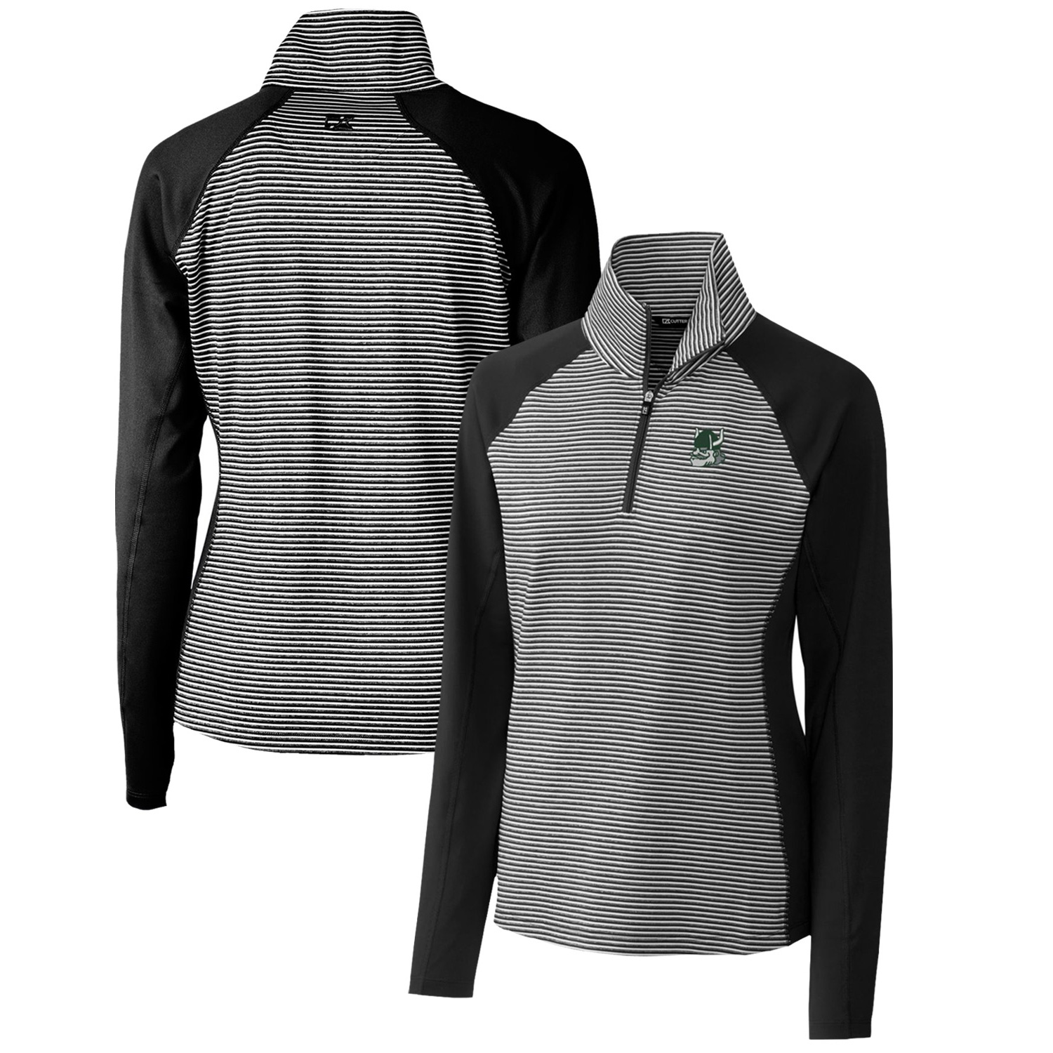 Women's Cutter & Buck Black Portland State Vikings Forge Tonal Stripe Stretch Half-Zip Pullover Top - Image 2