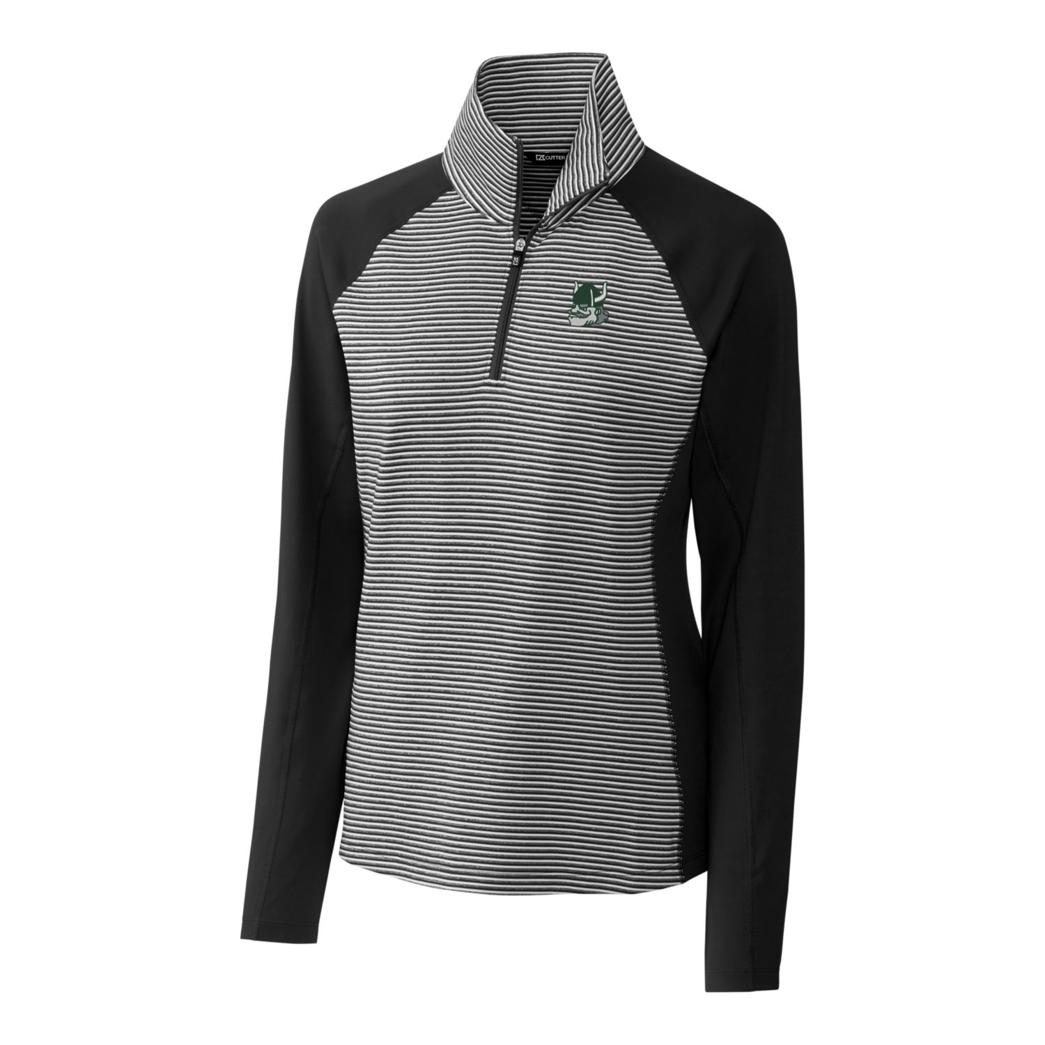 Women's Cutter & Buck Black Portland State Vikings Forge Tonal Stripe Stretch Half-Zip Pullover Top - Image 6