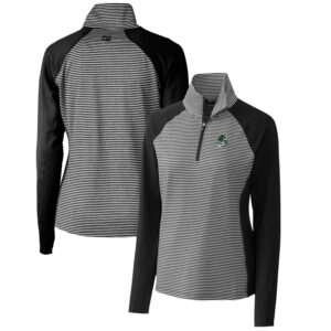Women's Cutter & Buck Black Portland State Vikings Forge Tonal Stripe Stretch Half-Zip Pullover Top