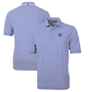 Men's Cutter & Buck Royal New York Giants Throwback Logo Virtue Eco Pique Stripe Recycled Polo