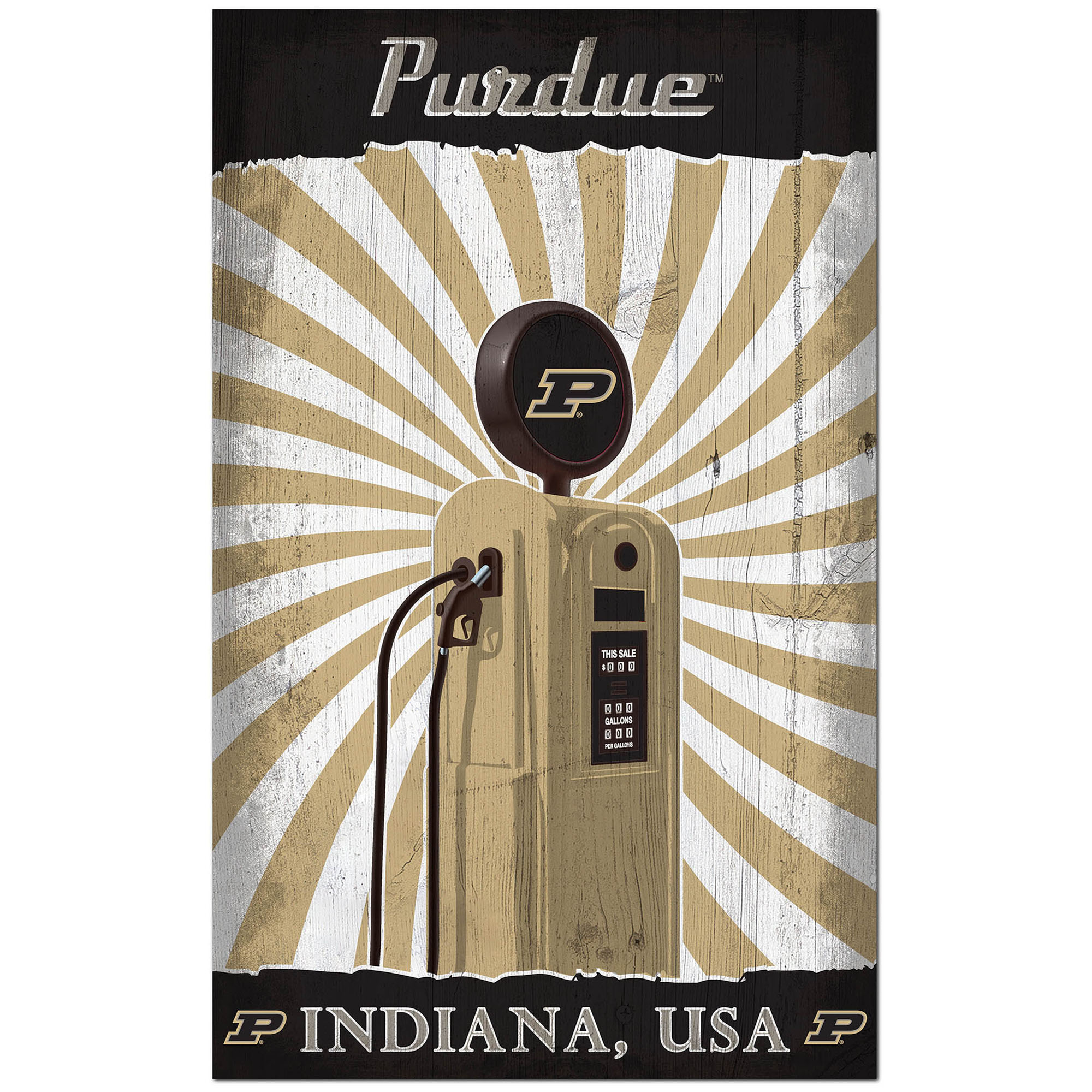 Purdue Boilermakers 11'' x 19'' Retro Pump Location Sign