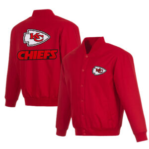 Men's JH Design Red Kansas City Chiefs Poly-Twill Varsity Jacket