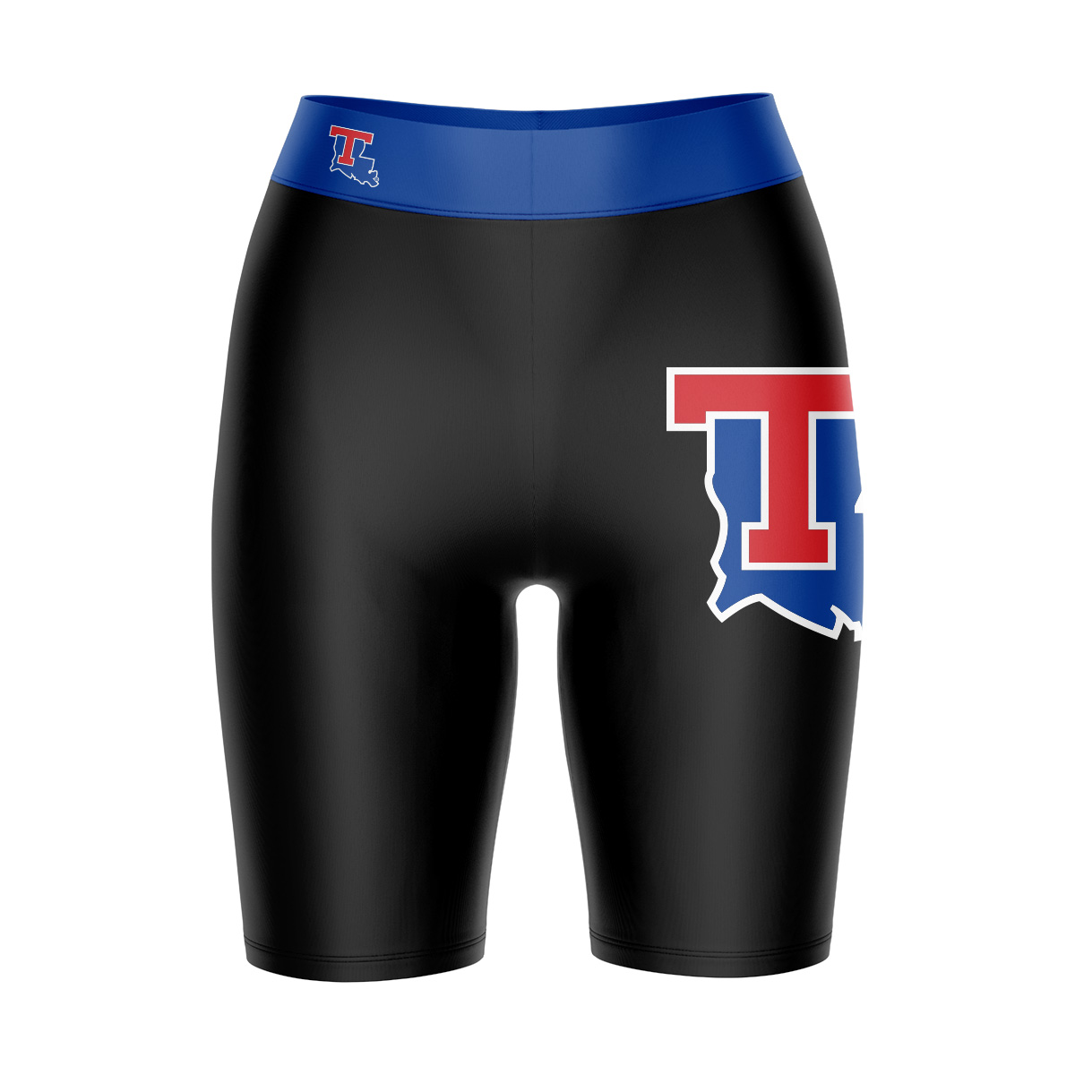 Women's Black/Blue Louisiana Tech Bulldogs Plus Size Logo Bike Shorts - Image 6