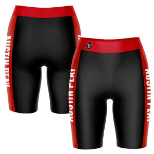 Women's Black/Brown Austin Peay State Governors Plus Size Striped Design Bike Shorts