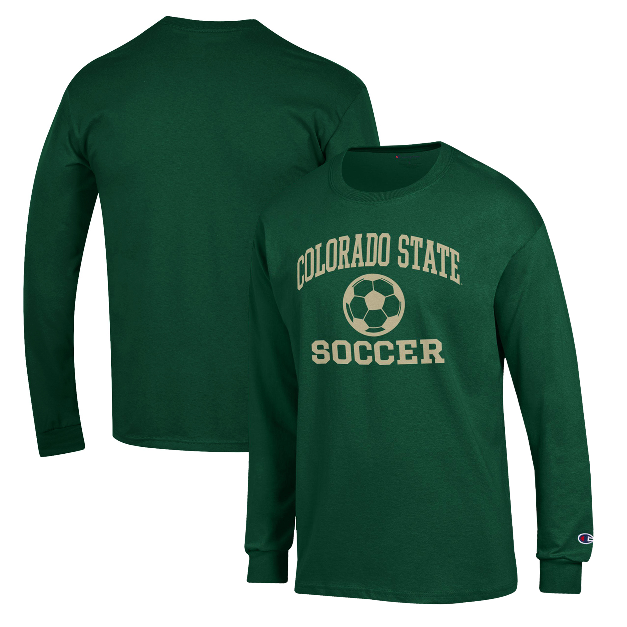 Men's Champion Green Colorado State Rams Soccer Icon Long Sleeve T-Shirt