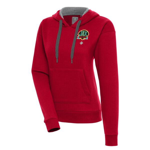 Women's Antigua Red Jacksonville Red Caps Victory Pullover Hoodie