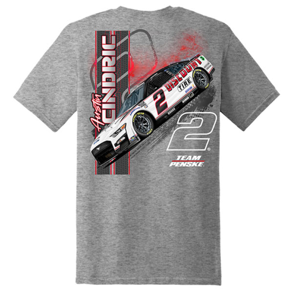 Men's Team Penske Heather Gray Austin Cindric 2023 #2 Discount Tire T-Shirt - Image 7