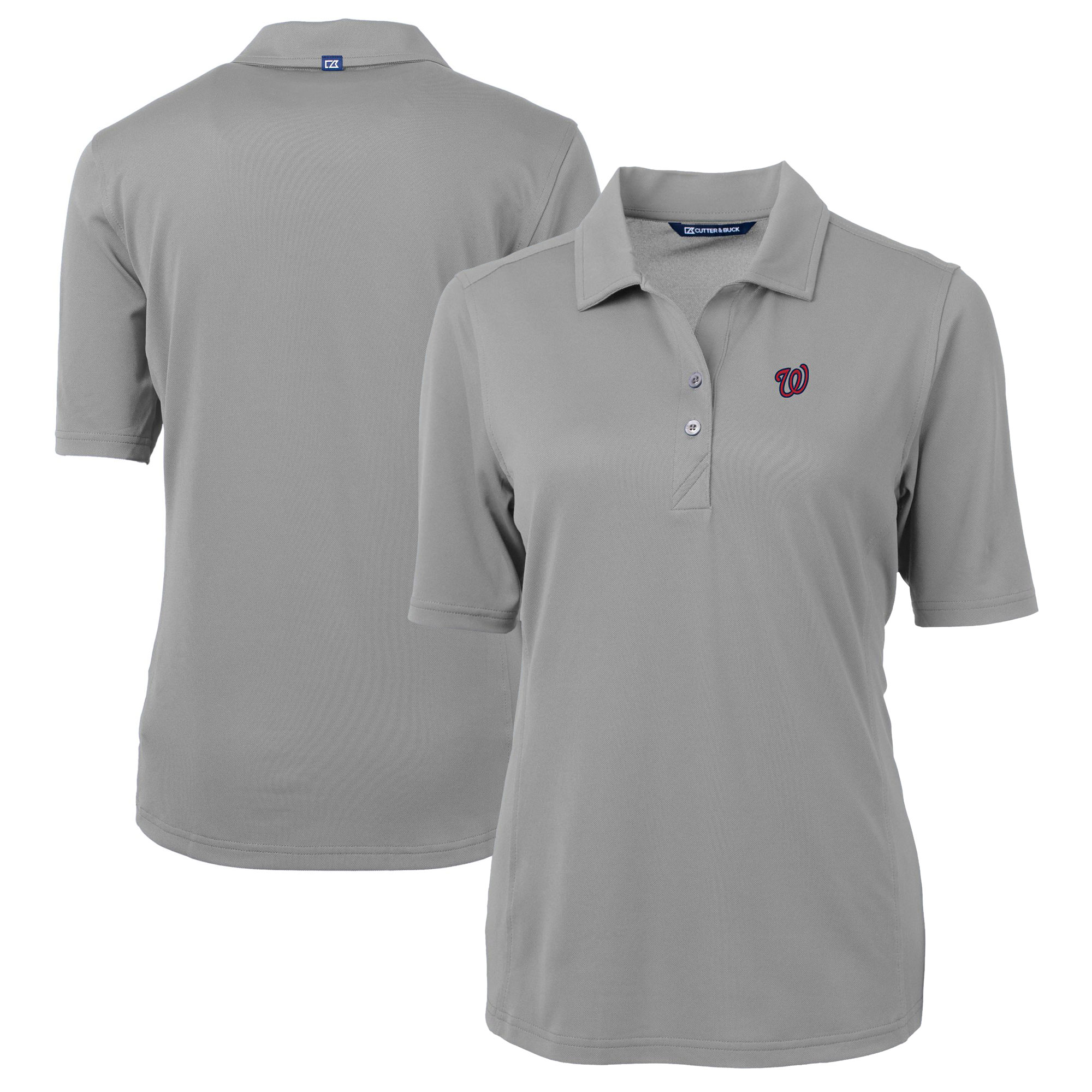 Women's Cutter & Buck Gray Washington Nationals DryTec Virtue Eco Pique Recycled Polo