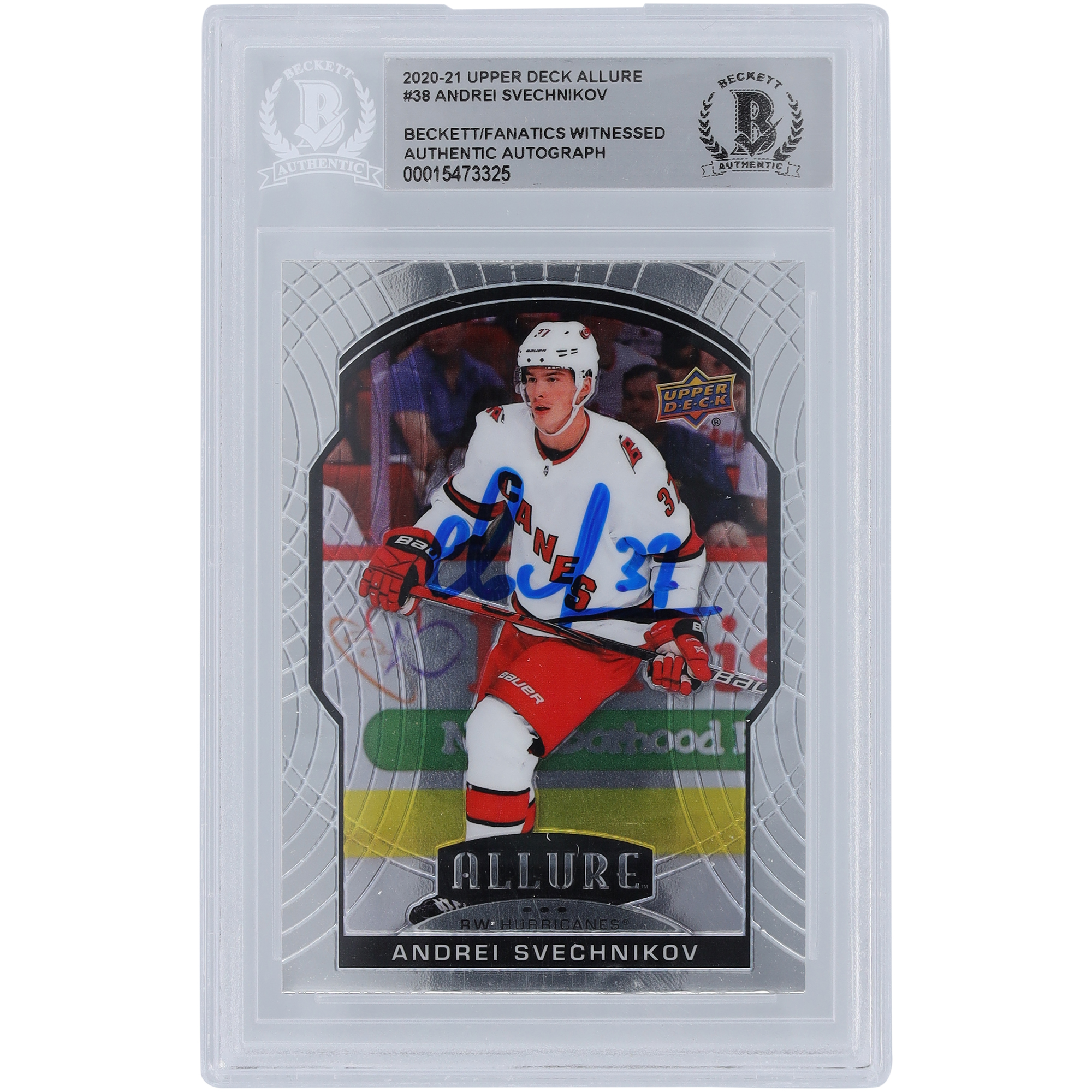 Andrei Svechnikov Carolina Hurricanes Autographed 2020-21 Upper Deck Allure #38 Beckett Fanatics Witnessed Authenticated Card