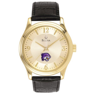 Men's Bulova  Gold/Black Bethel Wildcats Stainless Steel Watch with Leather Band