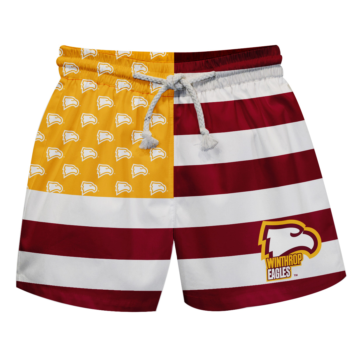 Toddler Vive La Fete Garnet/Gold Winthrop Eagles Flag Swim Trunks