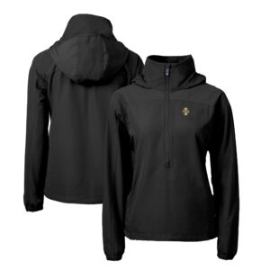 Women's Cutter & Buck  Black Idaho Vandals Charter Eco Recycled Half-Zip Anorak Jacket