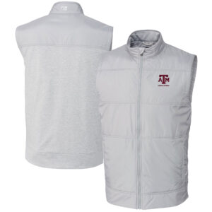 Men's Cutter & Buck  Gray Texas A&M Aggies Alumni Logo Stealth Hybrid Quilted Windbreaker Full-Zip Vest