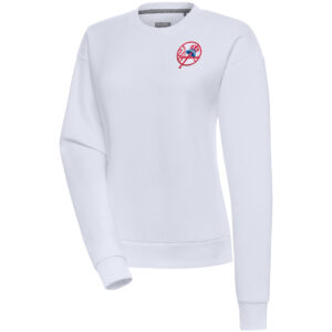 Women's Antigua  White New York Yankees Cooperstown Victory Crewneck Pullover Sweatshirt