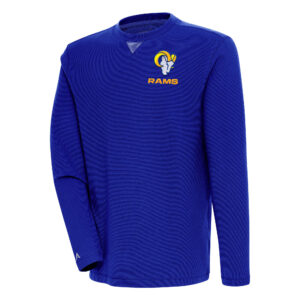 Men's Antigua  Royal Los Angeles Rams Flier Bunker Pullover Sweatshirt