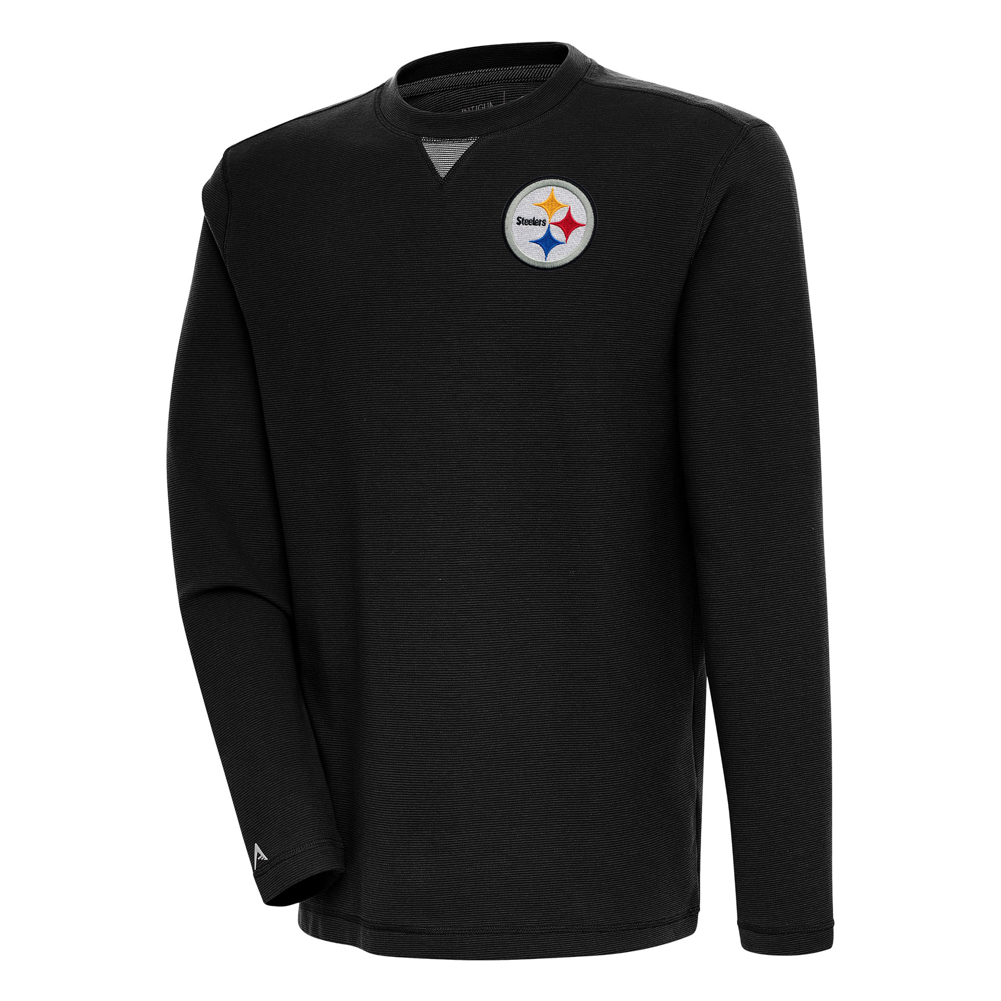 Men's Antigua Black Pittsburgh Steelers Flier Bunker Pullover Sweatshirt