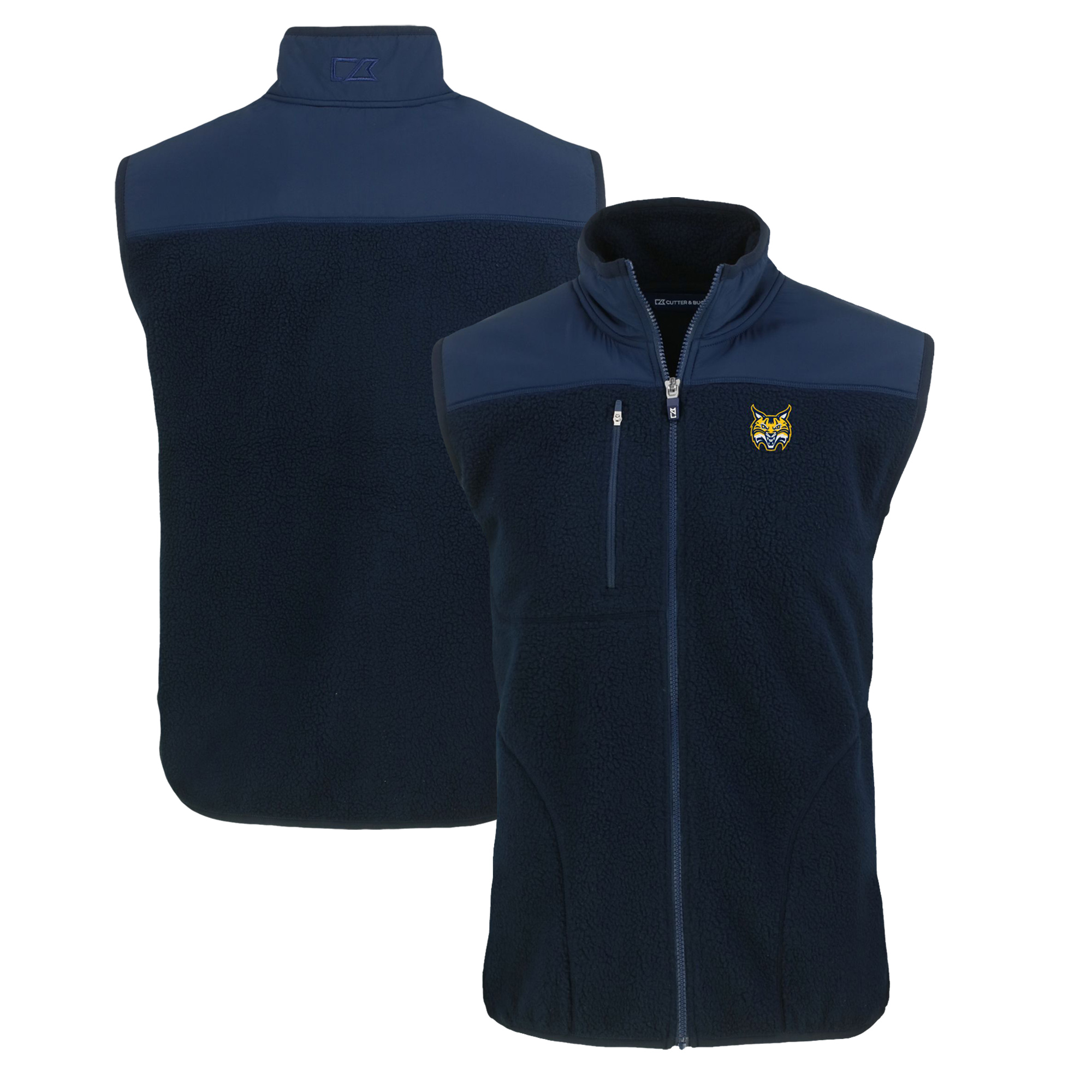 Men's Cutter & Buck Navy Quinnipiac Bobcats Big & Tall Cascade Eco Sherpa Fleece Full-Zip Vest - Image 5