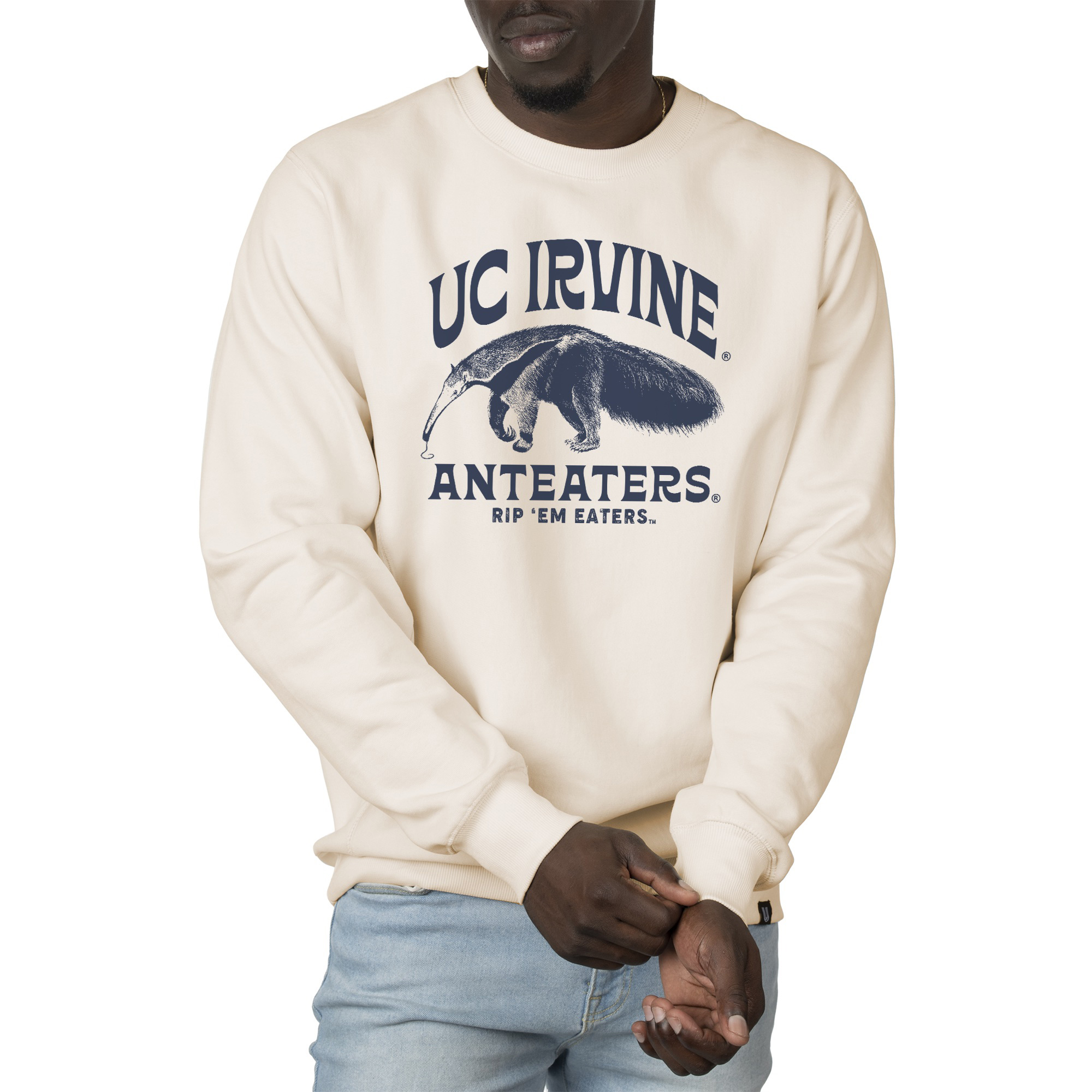 Men's Uscape Apparel Cream UC Irvine Anteaters Premium Heavyweight Crew Neck Sweatshirt