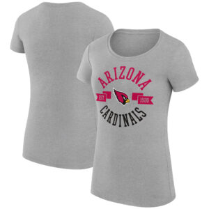 Women's G-III 4Her by Carl Banks Heather Gray Arizona Cardinals City Team Graphic Lightweight Fitted Crewneck T-Shirt
